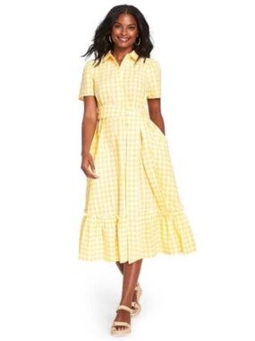 Lisa Marie Fernandez x Target Yellow Gingham Short-Sleeve Midi Dress